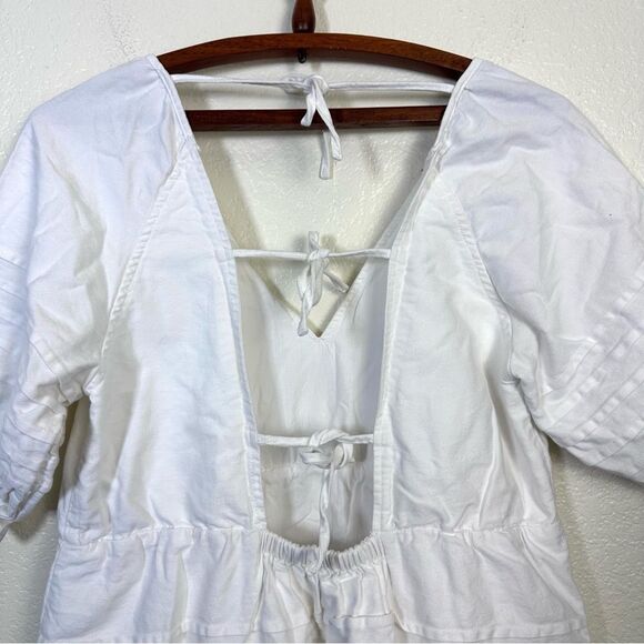 7 For All Mankind White Puff Sleeve Babydoll Dress Size L - Picture 8 of 11